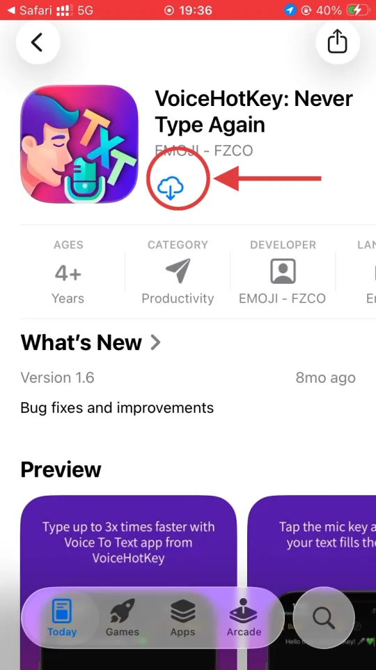 VoiceHotKey en la App Store de iOS