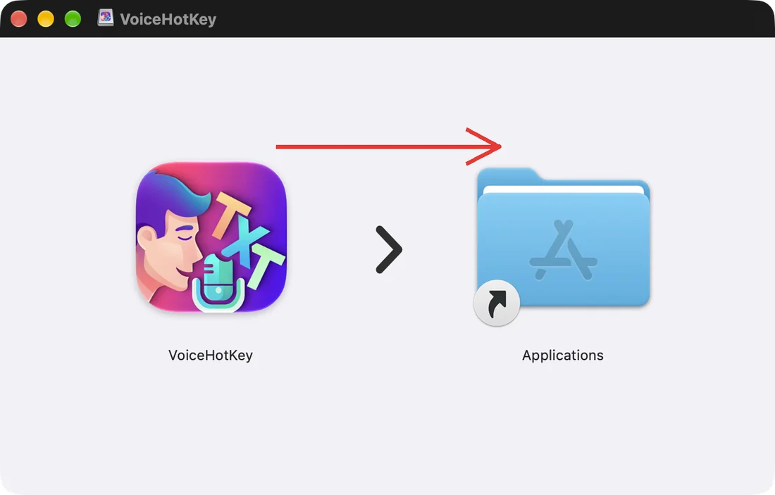 Arrastrar VoiceHotKey a la carpeta Aplicaciones